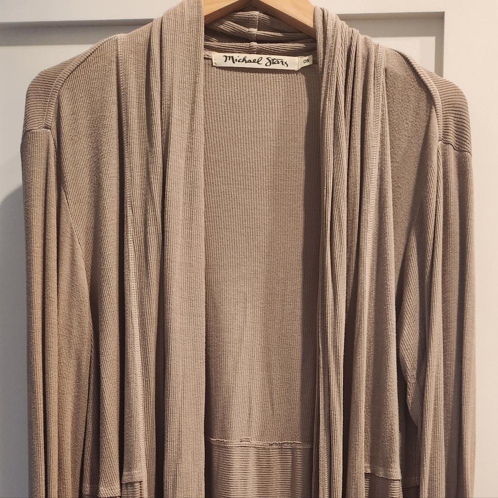 Michael Stars Beige Draped Cardigan One SIZE